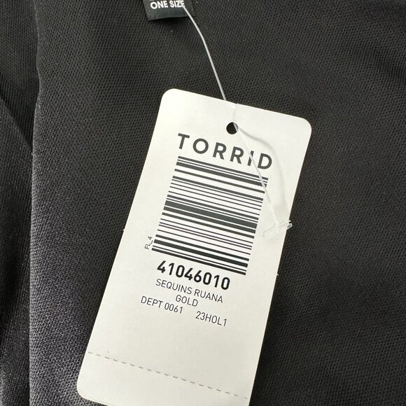 Torrid Sequin Ruana OS Black Gold Kimono Glam Party Holiday Plus - Picture 5 of 7